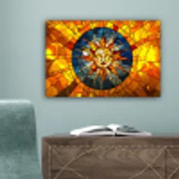 Mozaïek - Zon - Geel - Cirkel canvas 2cm klein -sfeer4