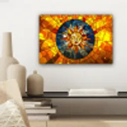 Mozaïek - Zon - Geel - Cirkel canvas 2cm klein -sfeer6