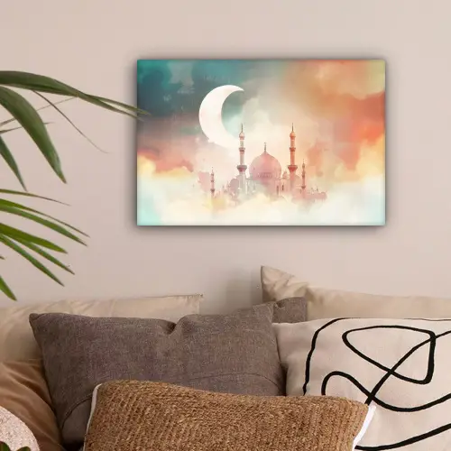 Moskee - Kleurrijke wolken - Arabisch - Ramadan - Islamitische canvas 2cm klein -sfeer1