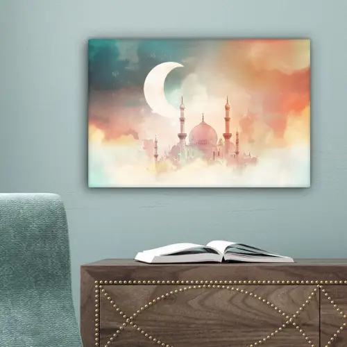 Moskee - Kleurrijke wolken - Arabisch - Ramadan - Islamitische canvas 2cm klein -sfeer4