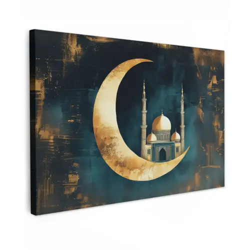 Moskee - Halve maan - Goud - Ramadan - Islamitische canvas 2cm klein -z3d