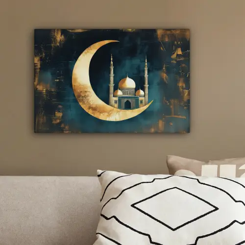 Moskee - Halve maan - Goud - Ramadan - Islamitische canvas 2cm klein -sfeer3