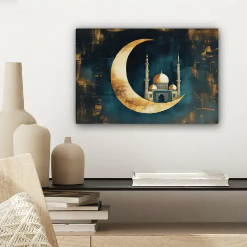 Moskee - Halve maan - Goud - Ramadan - Islamitische canvas 2cm klein -sfeer6