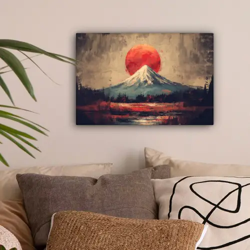 Bergtop - Sneeuw - Zon canvas 2cm klein -sfeer1