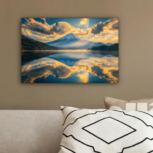 Berg - Rivier - Zonsondergang canvas 2cm klein -sfeer3