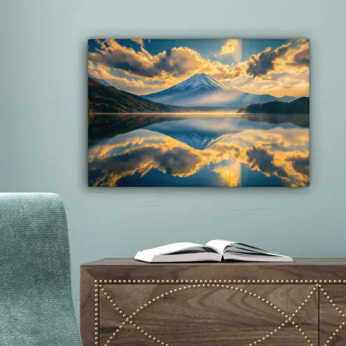 Berg - Rivier - Zonsondergang canvas 2cm klein -sfeer4