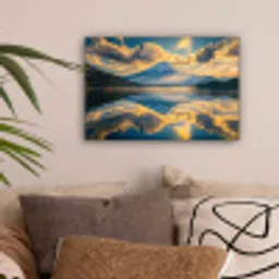 Berg - Rivier - Zonsondergang canvas 2cm klein -sfeer1