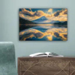 Berg - Rivier - Zonsondergang canvas 2cm klein -sfeer4