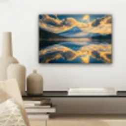 Berg - Rivier - Zonsondergang canvas 2cm klein -sfeer6