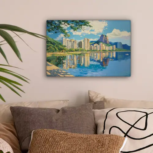 Berg - Skyline - Strand - Water canvas 2cm klein -sfeer1