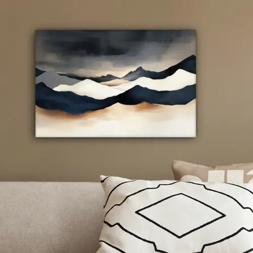 Bergen - Donkerblauw - Landschap canvas 2cm klein -sfeer3