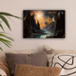 Gebergte - Rafijn - Rivier - Planeten canvas 2cm klein -sfeer1