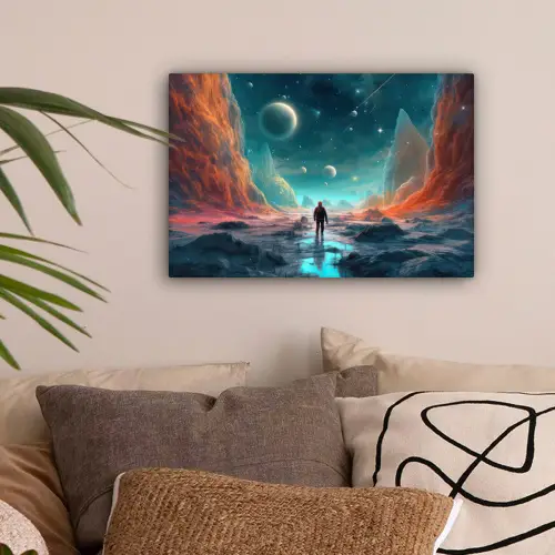 Bergen - Ruimte - Planeten - Astronaut canvas 2cm klein -sfeer1