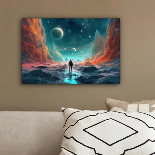 Bergen - Ruimte - Planeten - Astronaut canvas 2cm klein -sfeer3