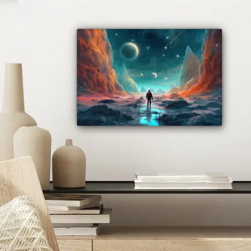 Bergen - Ruimte - Planeten - Astronaut canvas 2cm klein -sfeer6