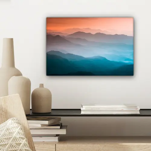 Bergen - Zon - Oranje - Natuur canvas 2cm klein -sfeer6