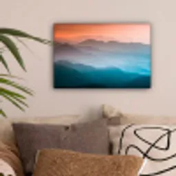 Bergen - Zon - Oranje - Natuur canvas 2cm klein -sfeer1