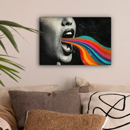 Mond - Golven - Regenboog canvas 2cm klein -sfeer1