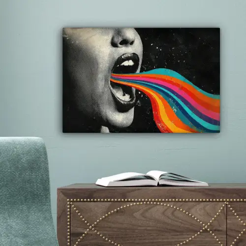 Mond - Golven - Regenboog canvas 2cm klein -sfeer4
