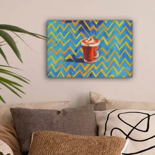 Mok - Koffie - Zigzag - Slagroom canvas 2cm klein -sfeer1