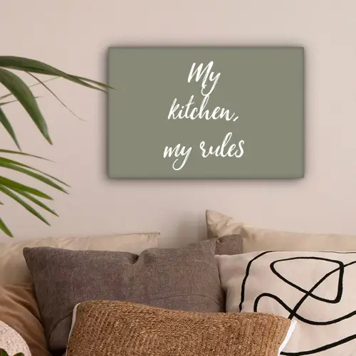 My kitchen, my rules - Spreuken - Quotes canvas 2cm klein -sfeer1