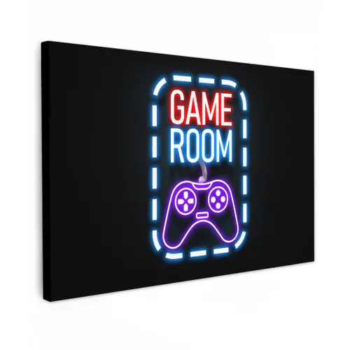 Neon - Quotes - Game room - Controller - Zwart canvas 2cm klein -z3d