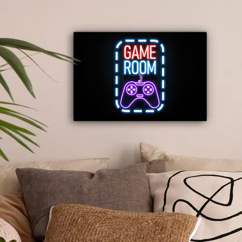 Neon - Quotes - Game room - Controller - Zwart canvas 2cm klein -sfeer1