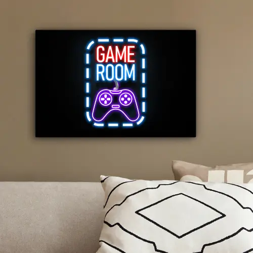 Neon - Quotes - Game room - Controller - Zwart canvas 2cm klein -sfeer3
