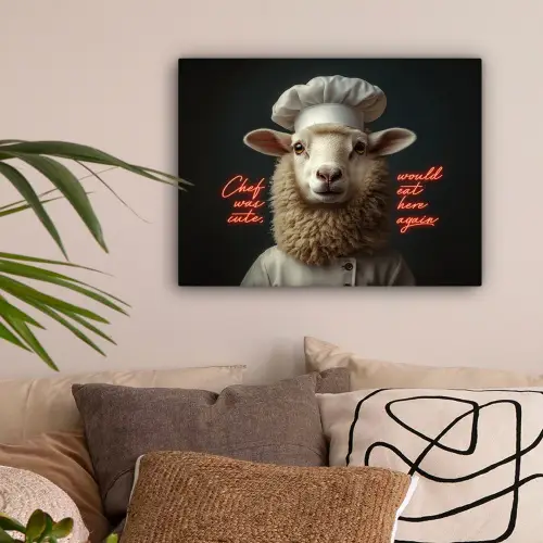 neon-schaap-koksmuts-5-4 canvas 2cm klein -sfeer1