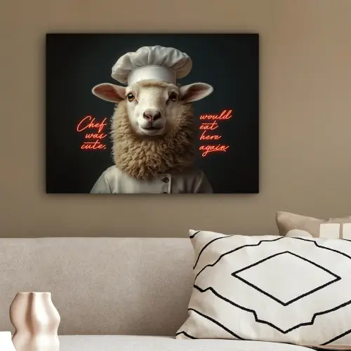 neon-schaap-koksmuts-5-4 canvas 2cm klein -sfeer3
