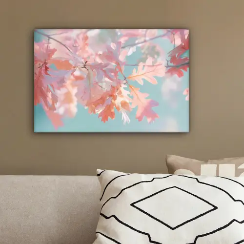 Eikenbladeren - Takken - Roze canvas 2cm klein -sfeer3