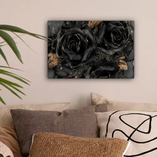 Obsidiaan - Zwart - Goud - Patroon canvas 2cm klein -sfeer1