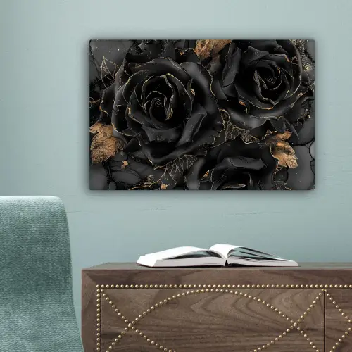 Obsidiaan - Zwart - Goud - Patroon canvas 2cm klein -sfeer4