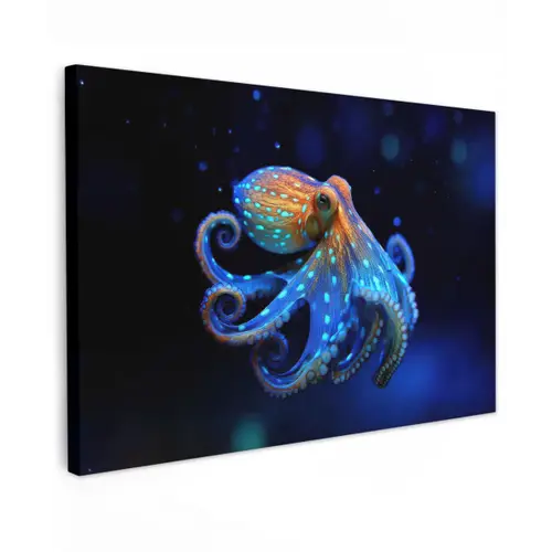 Octopus - Stippen - Blauw - Zee canvas 2cm klein -z3d