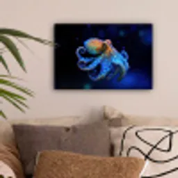 Octopus - Stippen - Blauw - Zee canvas 2cm klein -sfeer1