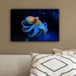 Octopus - Stippen - Blauw - Zee canvas 2cm klein -sfeer3