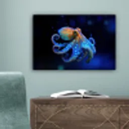 Octopus - Stippen - Blauw - Zee canvas 2cm klein -sfeer4