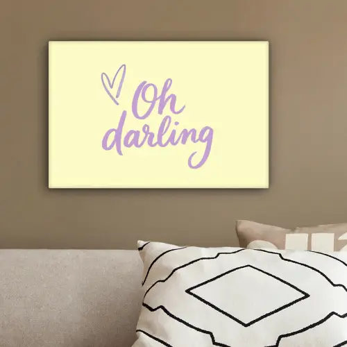 Oh darling - Geel - Hart canvas 2cm klein -sfeer3