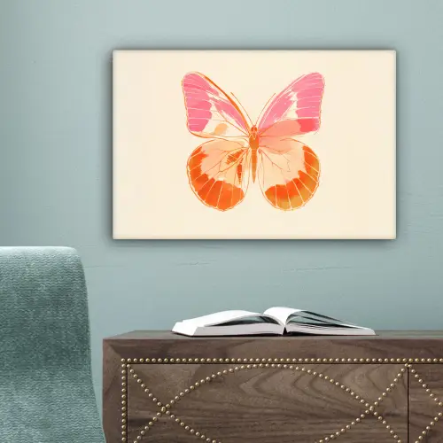 Oranje - Vlinder - Minimalistisch canvas 2cm klein -sfeer4