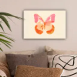 Oranje - Vlinder - Minimalistisch canvas 2cm klein -sfeer1
