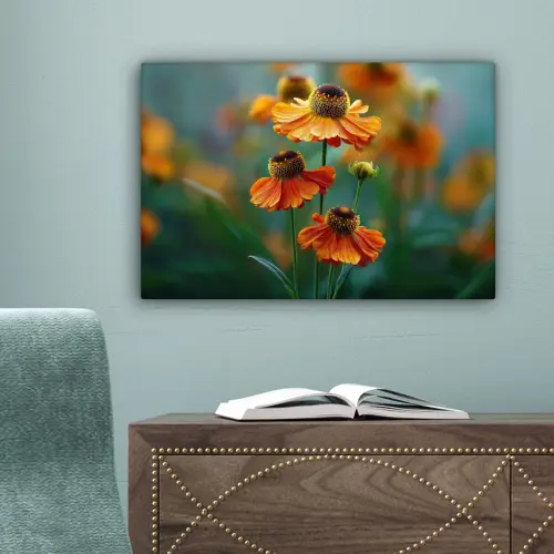 Oranje bloemen - Levendig - Wazige achtergrond canvas 2cm klein -sfeer4
