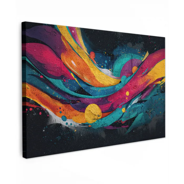 Banen - Golven - Kleurrijk - Abstract canvas 2cm klein -z3d