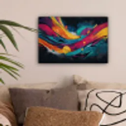 Banen - Golven - Kleurrijk - Abstract canvas 2cm klein -sfeer1