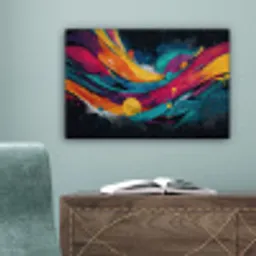 Banen - Golven - Kleurrijk - Abstract canvas 2cm klein -sfeer4