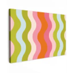Banen - Golven - Kleurrijk - Verticaal canvas 2cm klein -z3d