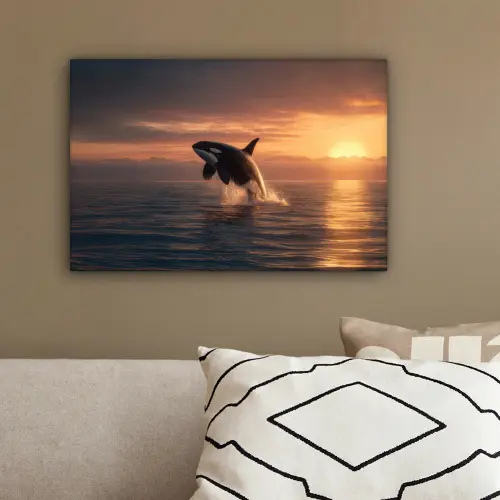 Orka - Zee - Zonsondergang canvas 2cm klein -sfeer3