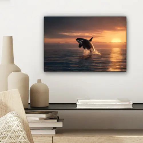Orka - Zee - Zonsondergang canvas 2cm klein -sfeer6