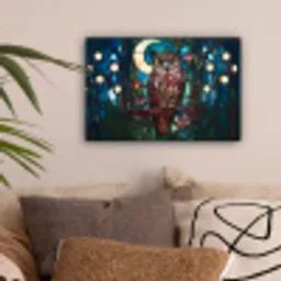 Uil - Mozaïek - Maan - Nacht canvas 2cm klein -sfeer1