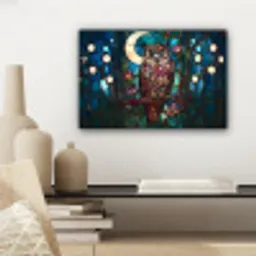 Uil - Mozaïek - Maan - Nacht canvas 2cm klein -sfeer6