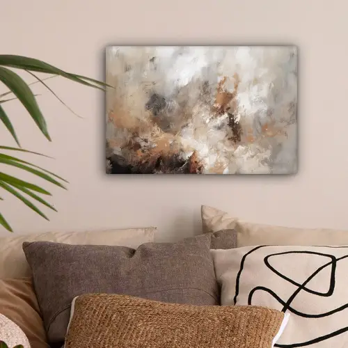 Verf - Abstract - Beige - Kunst canvas 2cm klein -sfeer1